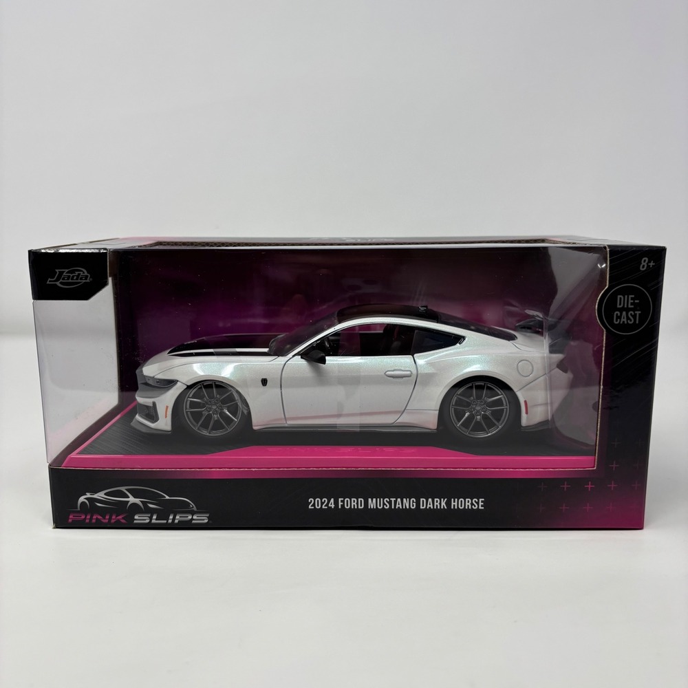 2024 Ford Mustang Dark Horse Jada Toys Pink Slips Diecast Car White 1:24 Scale